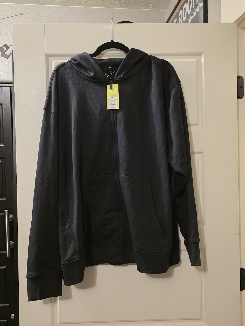 Men's Black Fleece Full-Zip Hoodie Sweater Size XXL
